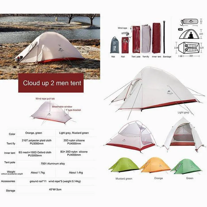 Cloud Up 1/2/3 People 3 season Camping Tent