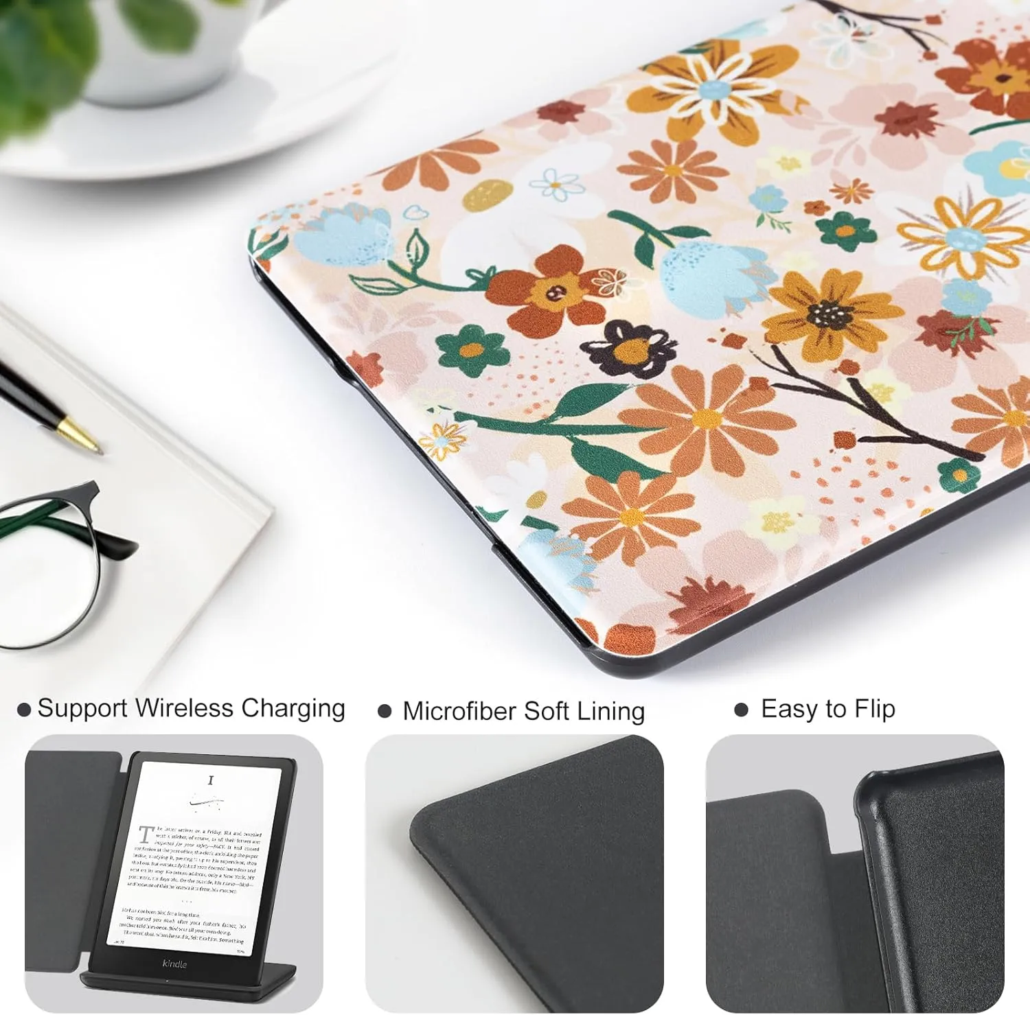 CoBak Case for 7" E-Readers - All New PU Leather Cover with Auto Sleep Wake Feature for E-Readers 2024 Released