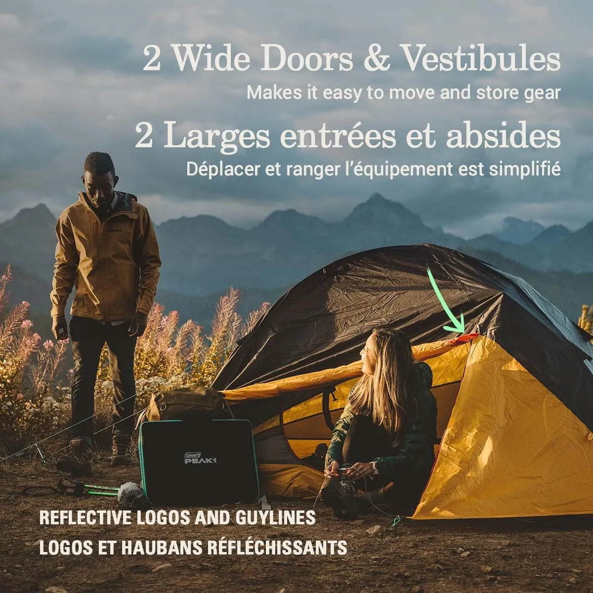 Coleman PEAK1 Premium Backpacking Tent, Waterproof Fabric with 2,000mm Waterhead Rating can Withstand Winds up to 45 MPH; Wide Door, Star View Window, & Footprint Included, 1/2/3/4/6 Person Tent