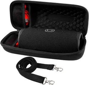 COMECASE Hard Travel Case for JBL Charge 4/ Charge 5 Waterproof Bluetooth Speaker. Carrying Storage Bag Fits Charger and USB Cable (Case Only) - Black