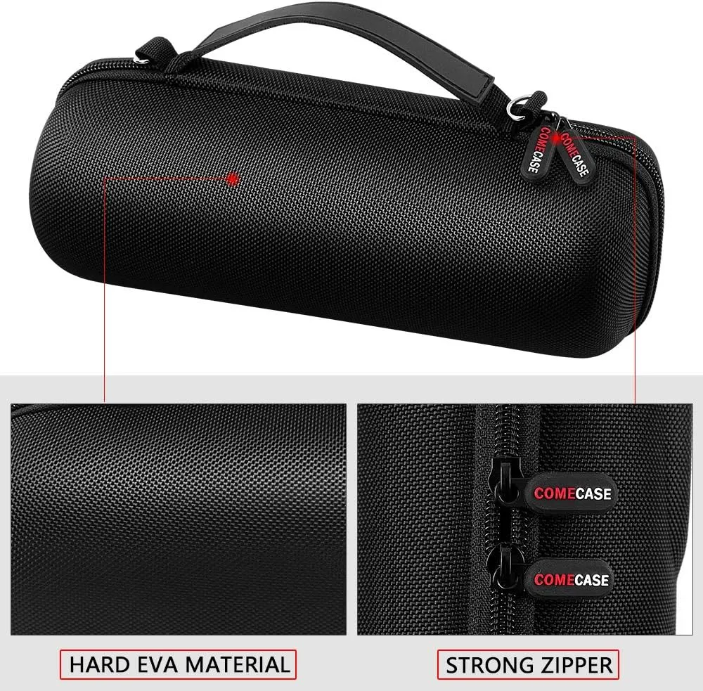 COMECASE Hard Travel Case for JBL Charge 4/ Charge 5 Waterproof Bluetooth Speaker. Carrying Storage Bag Fits Charger and USB Cable (Case Only) - Black