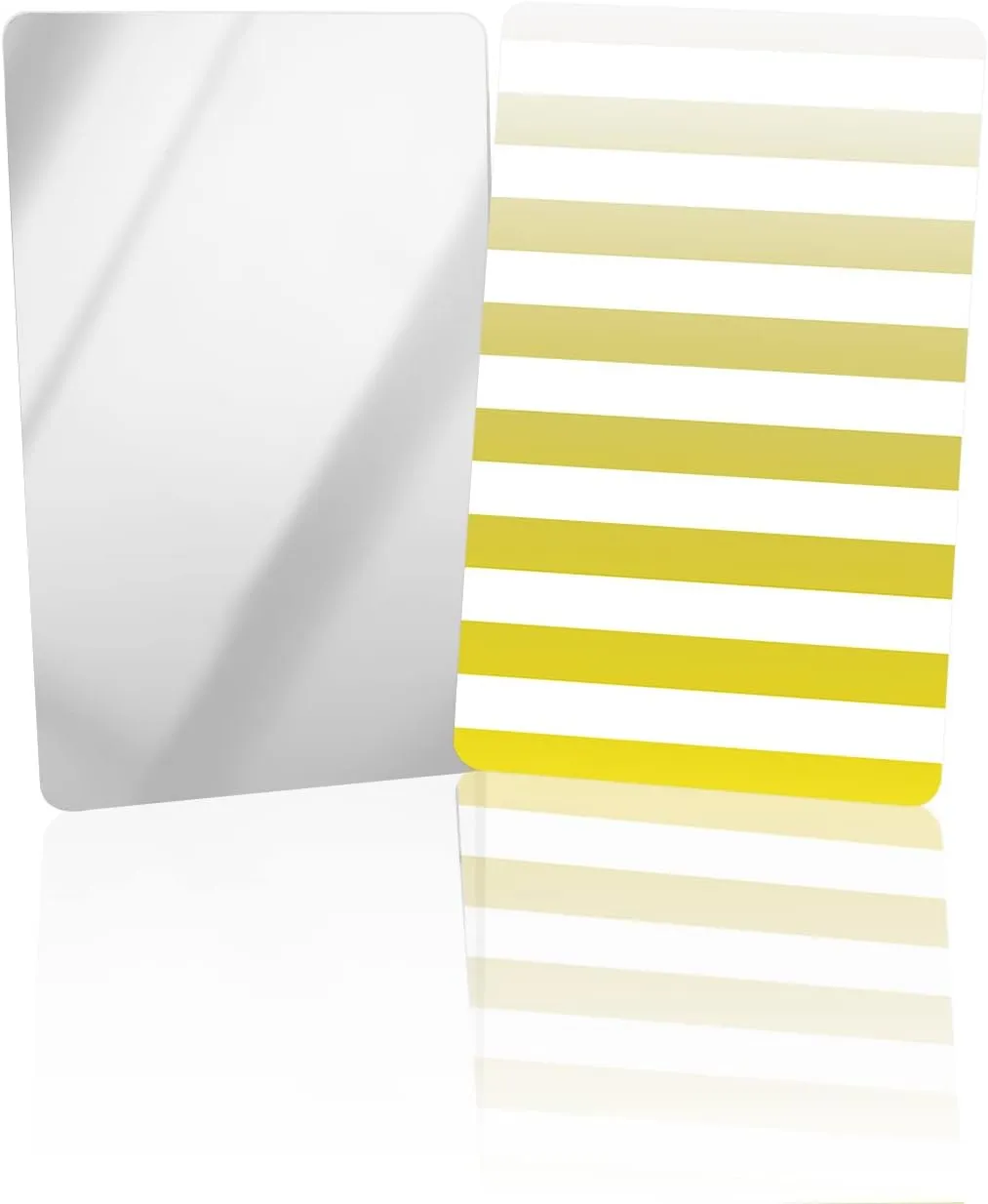 Compact Card Mirror, Unbreakable Stainless Steel Makeup Mirror Gradient Yellow and White Stripes Rectangular Handheld Small Travel Mirror for Camping, Travelling