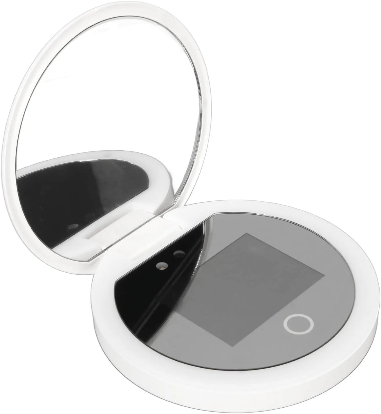 Compact Mirror with Camera, 2X Magnification, Travel Makeup Mirror with Lights, Portable Pocket Size for Sunscreen Testing