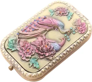 Compact Mirror,Pocket Mirror,Vintage Compact Mirrors Travel Makeup Mirror Handbag Mirror, Peacock