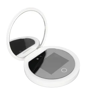 Compact UV Mirror, 3.5in Travel Compact Mirror with UV Camera, 2X Magnification, Adjustable Brightness, Sunscreen Testing Mirror for Skin