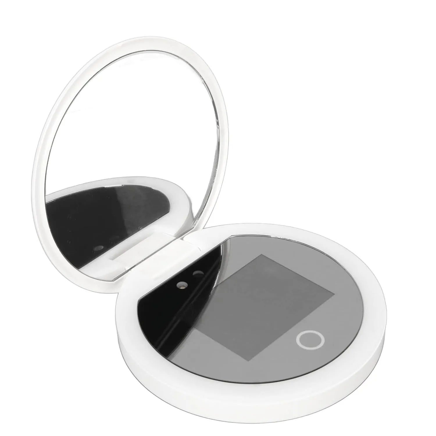 Compact UV Mirror, 3.5in Travel Compact Mirror with UV Camera, 2X Magnification, Adjustable Brightness, Sunscreen Testing Mirror for Skin