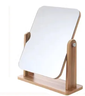 Compact Vanity Mirror Mirror Wooden Bedroom Makeup Mirror Living Room Desktop Portable Large Student Mirror Dressing Mirror Salon Hairdressing Mirror (Color : A, Size : Large)