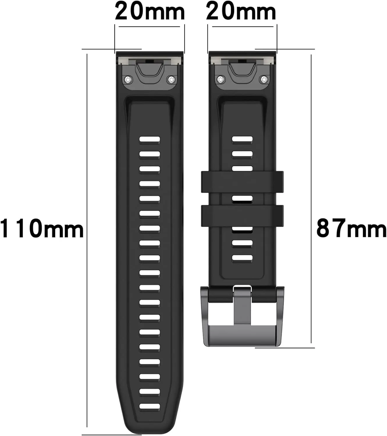 Compatible for Garmin Fenix 7S, 20mm Width Silicone Strap WatchBand Replacement for Garmin fenix 7S/Fenix 7S Pro/Fenix 6S/Fenix 6S Pro/Fenix 5S/Fenix 5S plus/Instinct 2S/D2 delta S Smartwatches