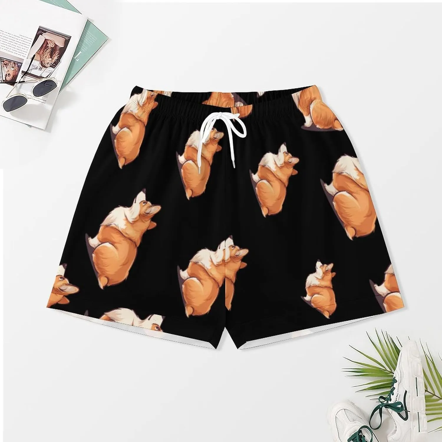 Corgi Women's Satin Pajama Set Short Sleeve Button Down Sleepwear Loungewear Pj Set