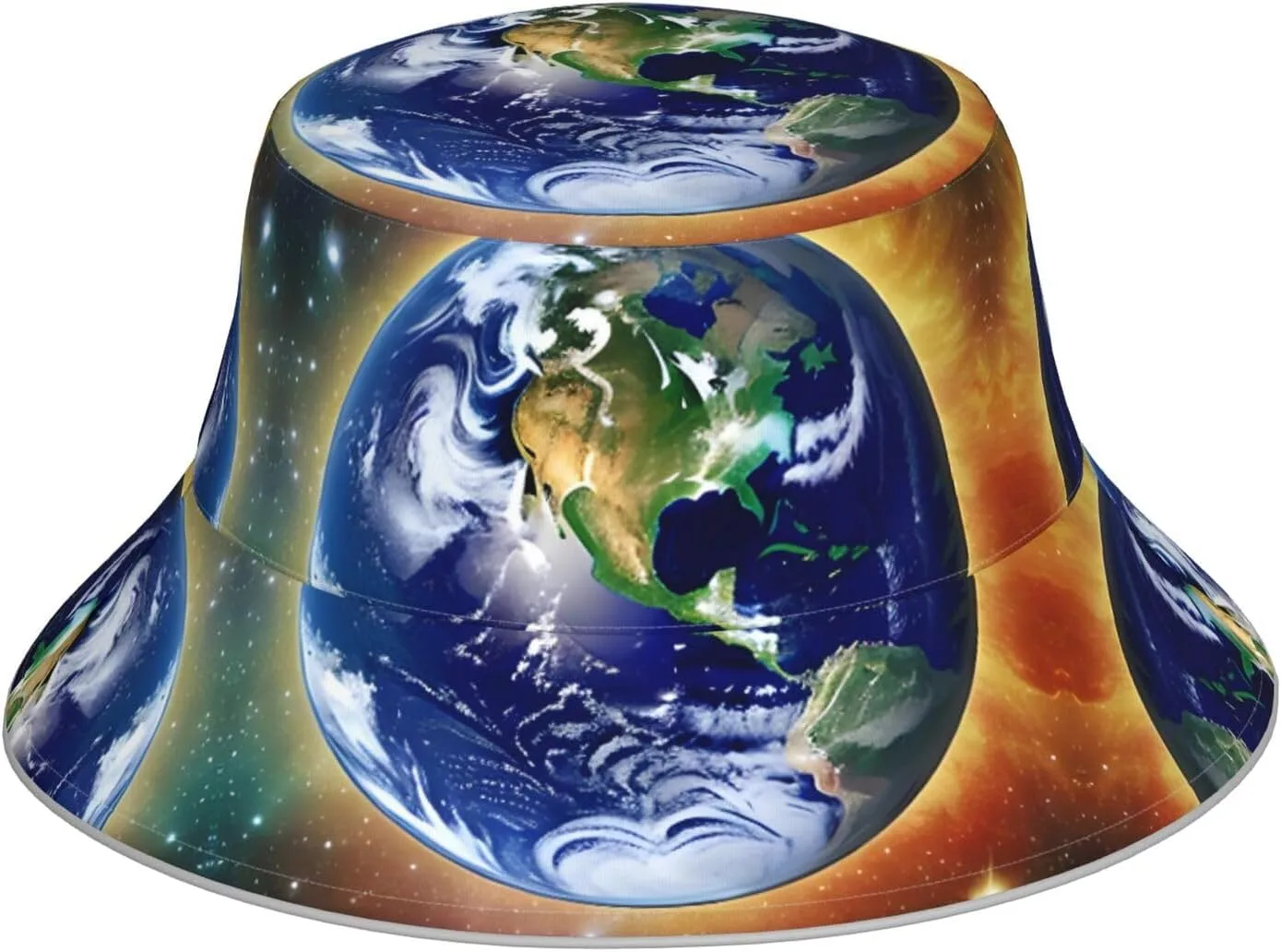 Cosmic Earth Printing Reflective Bucket Hat for Men and Women - Lightweight, Breathable, and Stylish Black, Black, One Size