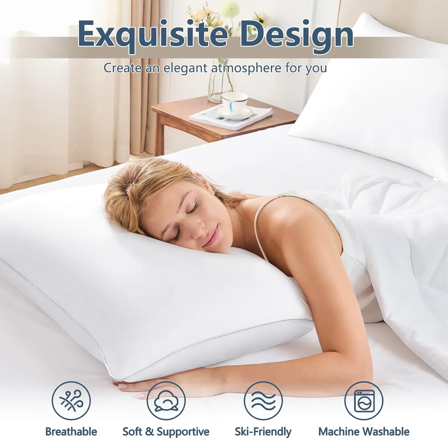 CozyLux Pillows Standard Size Set of 4, Hotel Quality Bed Pillows for Sleeping 4 Pack, Cooling Pillows for Side Back and Stomach Sleepers, Down Alternative Luxury Soft Supportive Pillows (18x26)