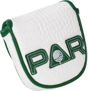 Craftsman Golf Par Style Green White Crocodile Pattern Leather Mallet Putter Cover for Odyssey Orlimar Scotty Cameron Magnetic Closure