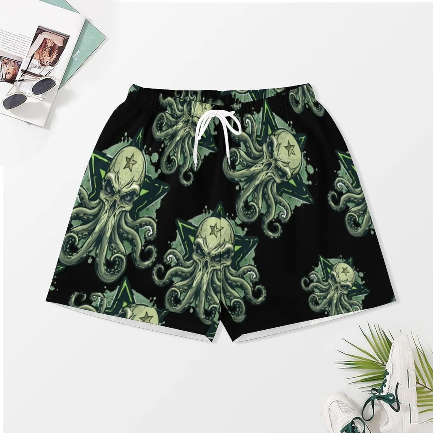 Cthulhues Skull Women's Satin Pajama Set Short Sleeve Button Down Sleepwear Loungewear Pj Set