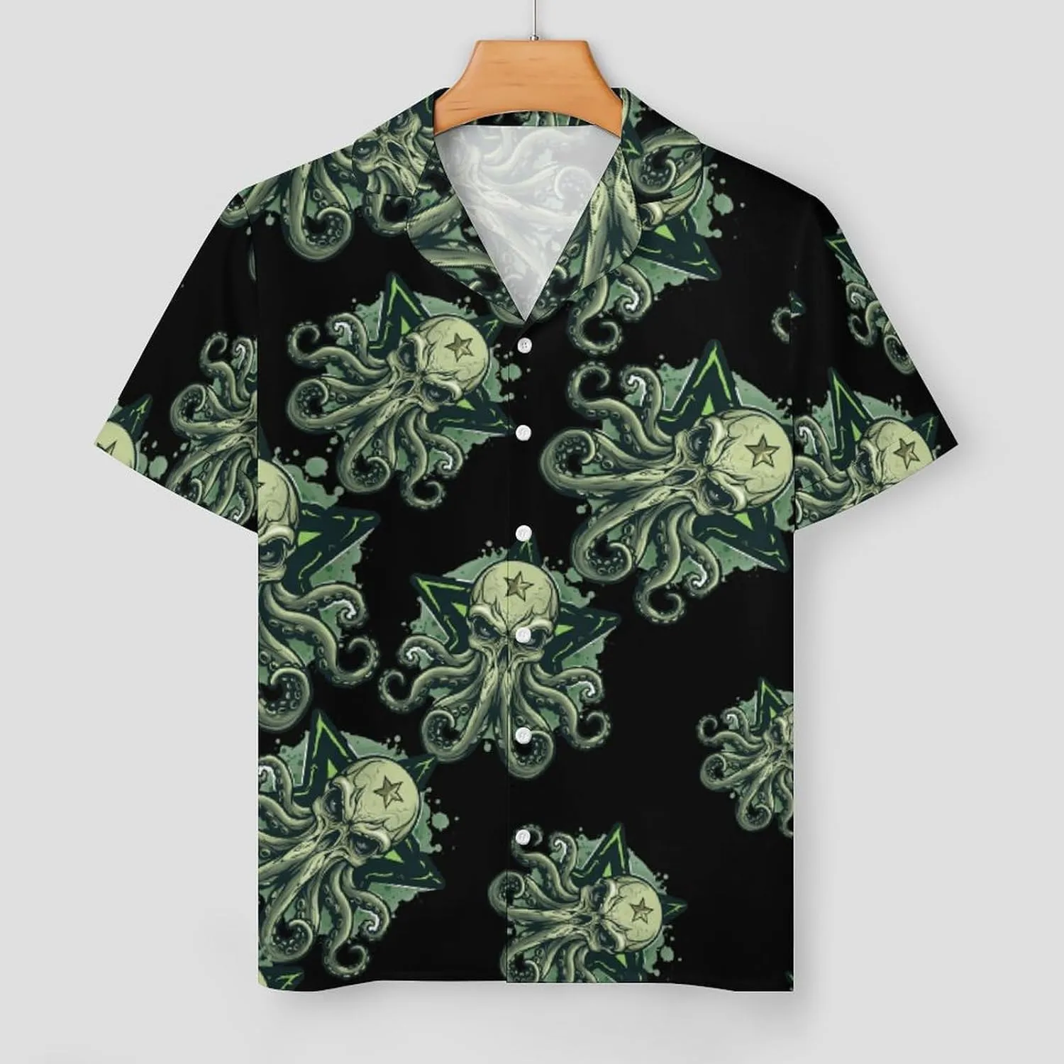 Cthulhues Skull Women's Satin Pajama Set Short Sleeve Button Down Sleepwear Loungewear Pj Set