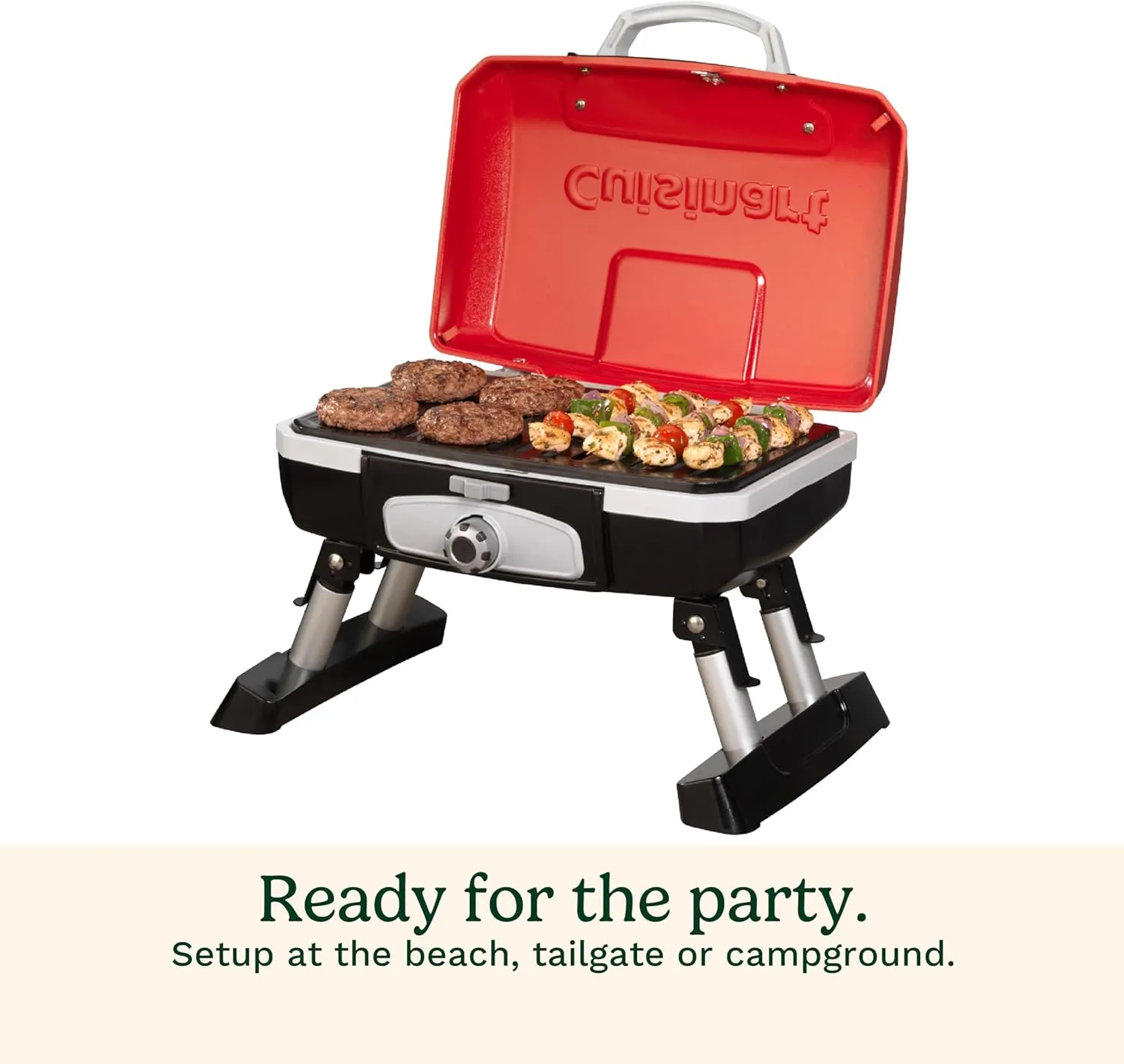 Cuisinart CGG-180T Petit Gourmet Portable Tabletop Propane Gas Grill, Red 17.6 x 18.6 x 11.8-Inch