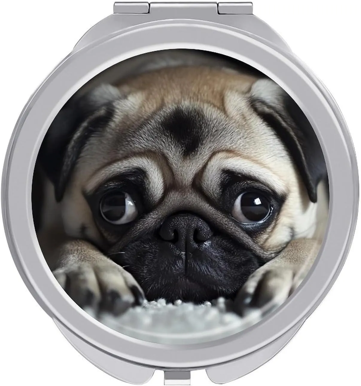 Cute Cartoon Pug Dog Compact Makeup Mirror Mini Foldable Cosmetic Mirror Portable Travel Mirror for Purse Pocket
