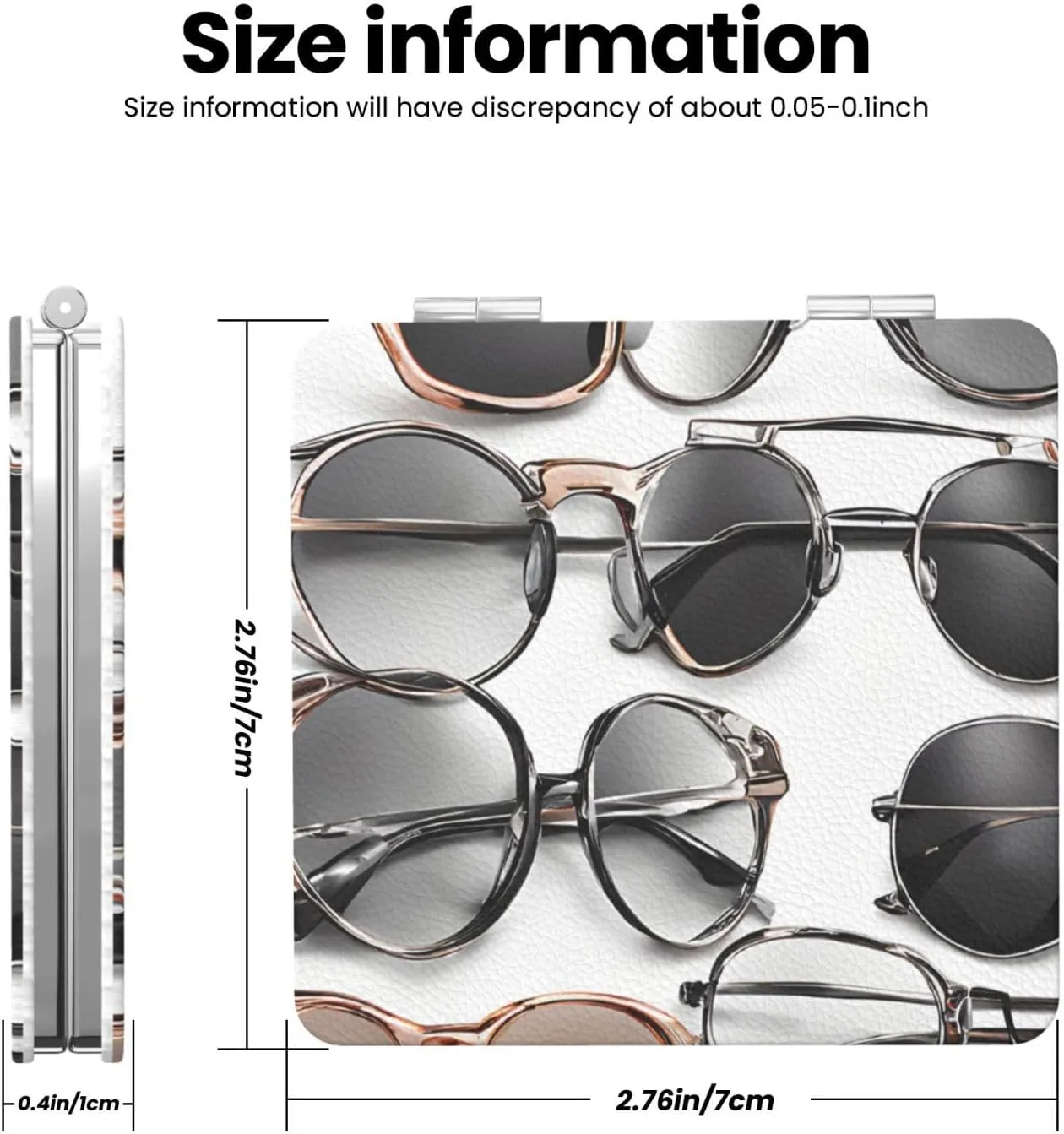 Cute Glasses Portable Pocket Cosmetic Mirror-Compact and Light, It is A Necessary Thing to Go Out for Beauty and Makeup