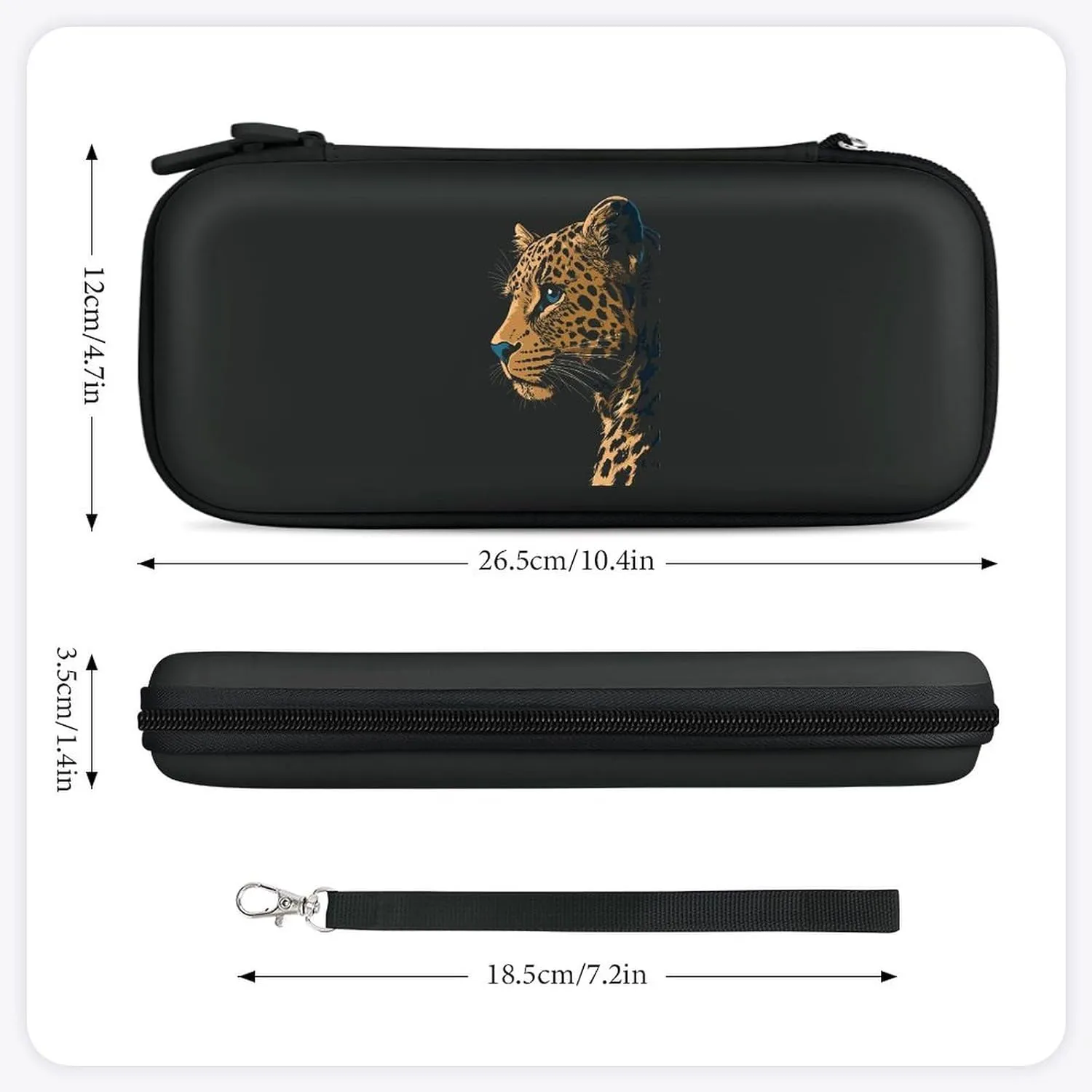 Cute Leopard Compatible with Switch Carrying Case Hard Travel Game Bag Pouch with 15 Games Accessories