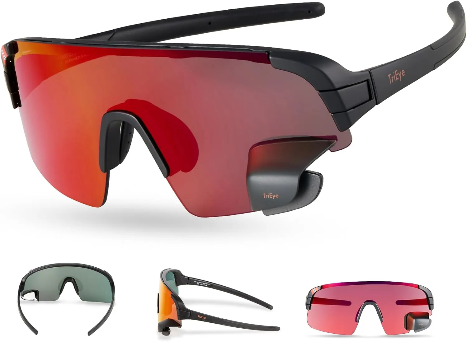 Cycling Glasses with Rear-view Mirror - Sports Sunglasses for Men & Women - UV-400 Protection