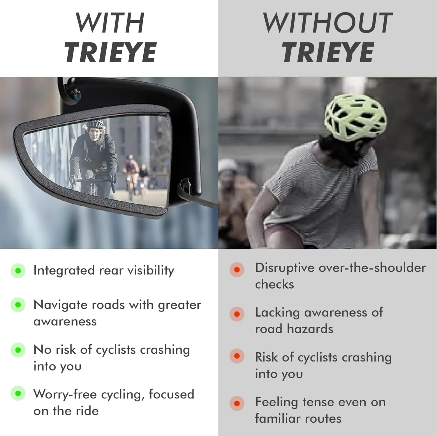 Cycling Glasses with Rear-view Mirror - Sports Sunglasses for Men & Women - UV-400 Protection