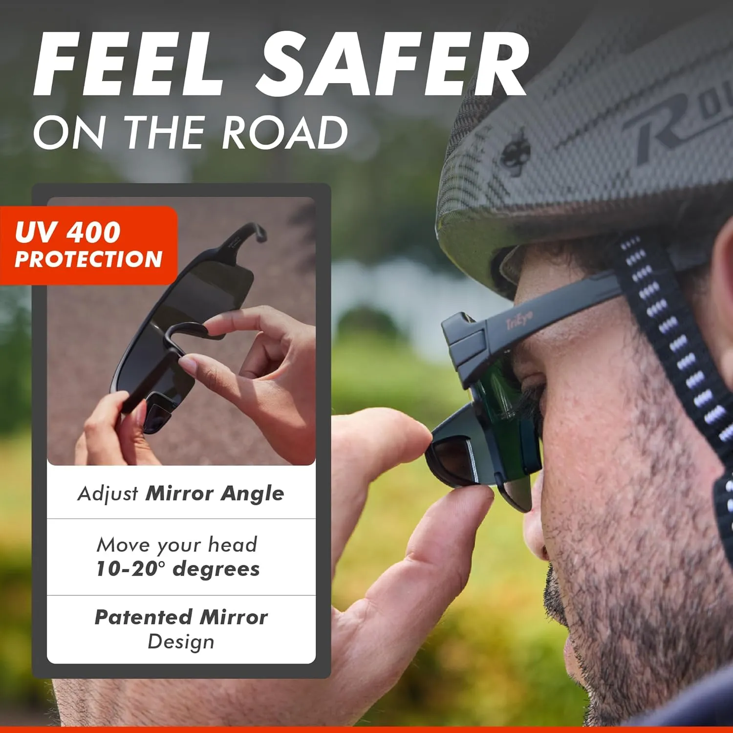 Cycling Glasses with Rear-view Mirror - Sports Sunglasses for Men & Women - UV-400 Protection