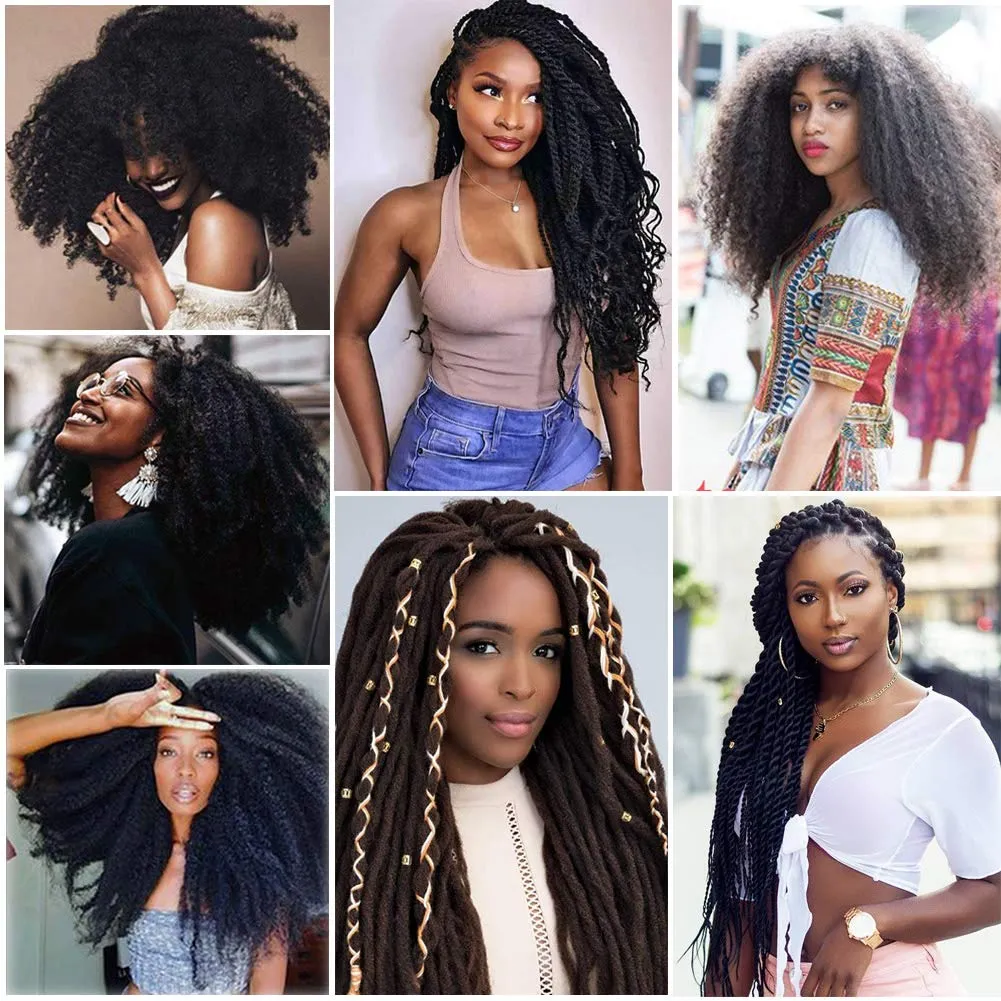 Dansama Marley Hair 3 Packs Ombre Braiding Hair, 18 Inch Afro Kinky Twist Crochet Hair Synthetic Hair Extensions (18 Inch (Pack of 3), #27)