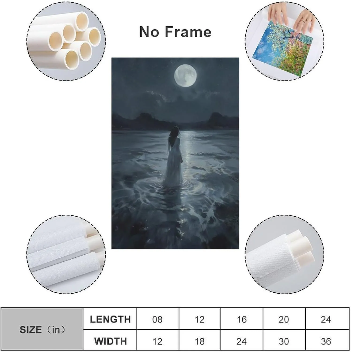 Dark College Wall Art Woman Walking Into Lake Poster Canvas Wall Art Posters For Room Aesthetic And DecorCanvas Painting Posters And Prints Wall Art for Living Room Bedroom Decor 08x12inch(20x30cm)