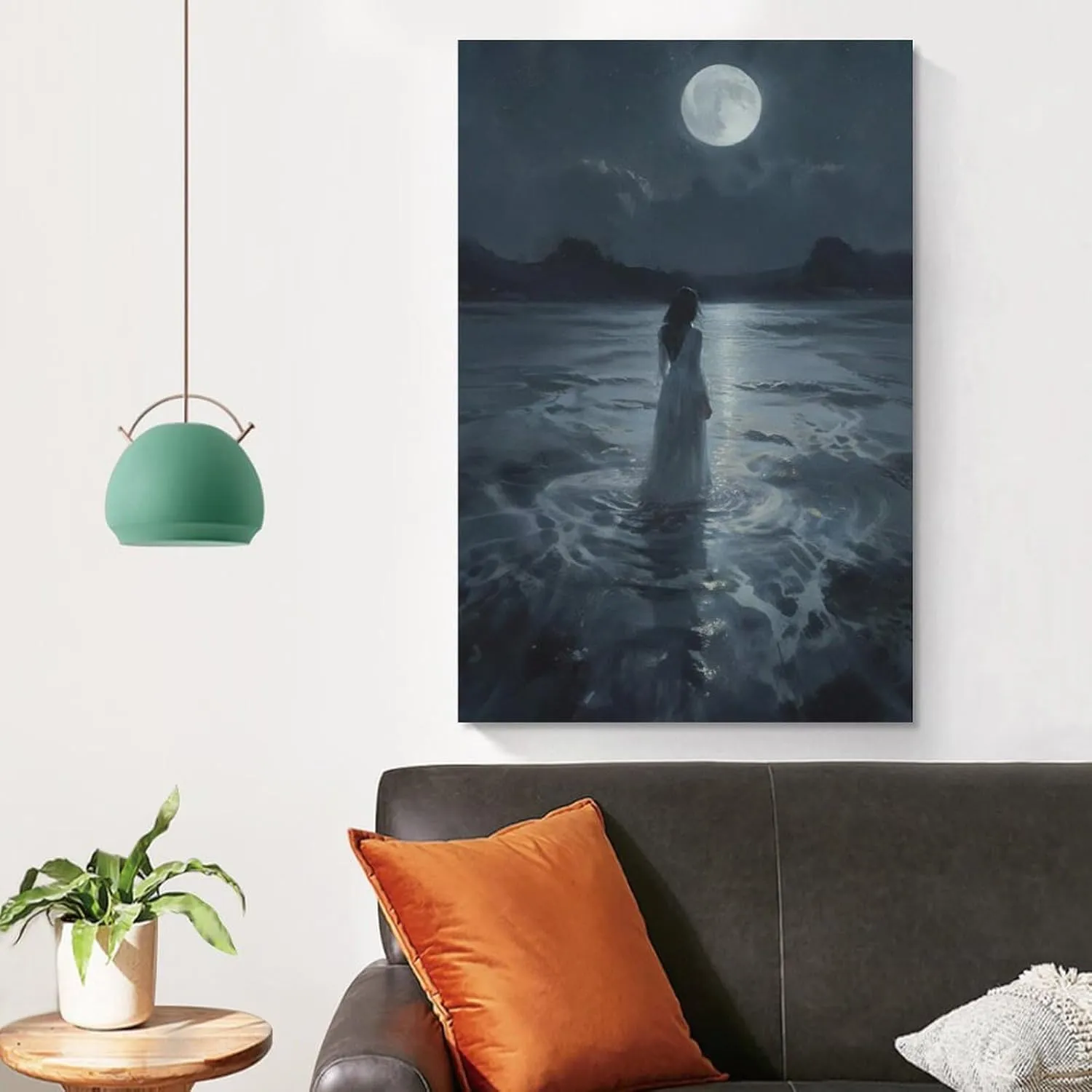 Dark College Wall Art Woman Walking Into Lake Poster Canvas Wall Art Posters For Room Aesthetic And DecorCanvas Painting Posters And Prints Wall Art for Living Room Bedroom Decor 08x12inch(20x30cm)