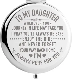 Daughter Gifts from Mom and Dad on Wedding Day, Graduation and Birthday Gifts for Girls, Compact Makeup Mirror (Mir-Daughter-Journey)