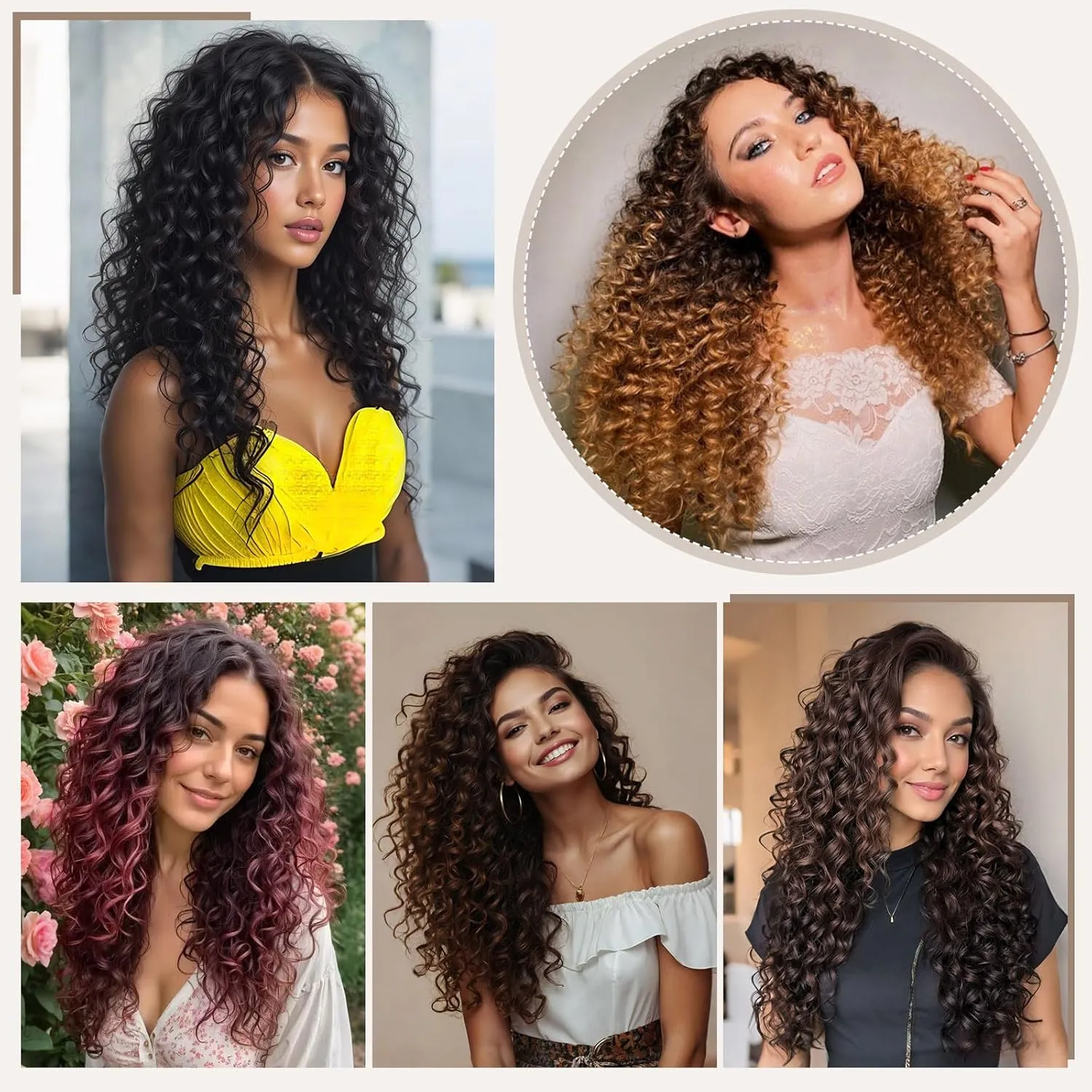 Deep Wave Clip In Hair Extension Human Hair Feeling Double Weft Hairpiece Synthetic For Women Thick Ombre Hair Extension Clips Natural Looking 24 Inch(P1B/27)