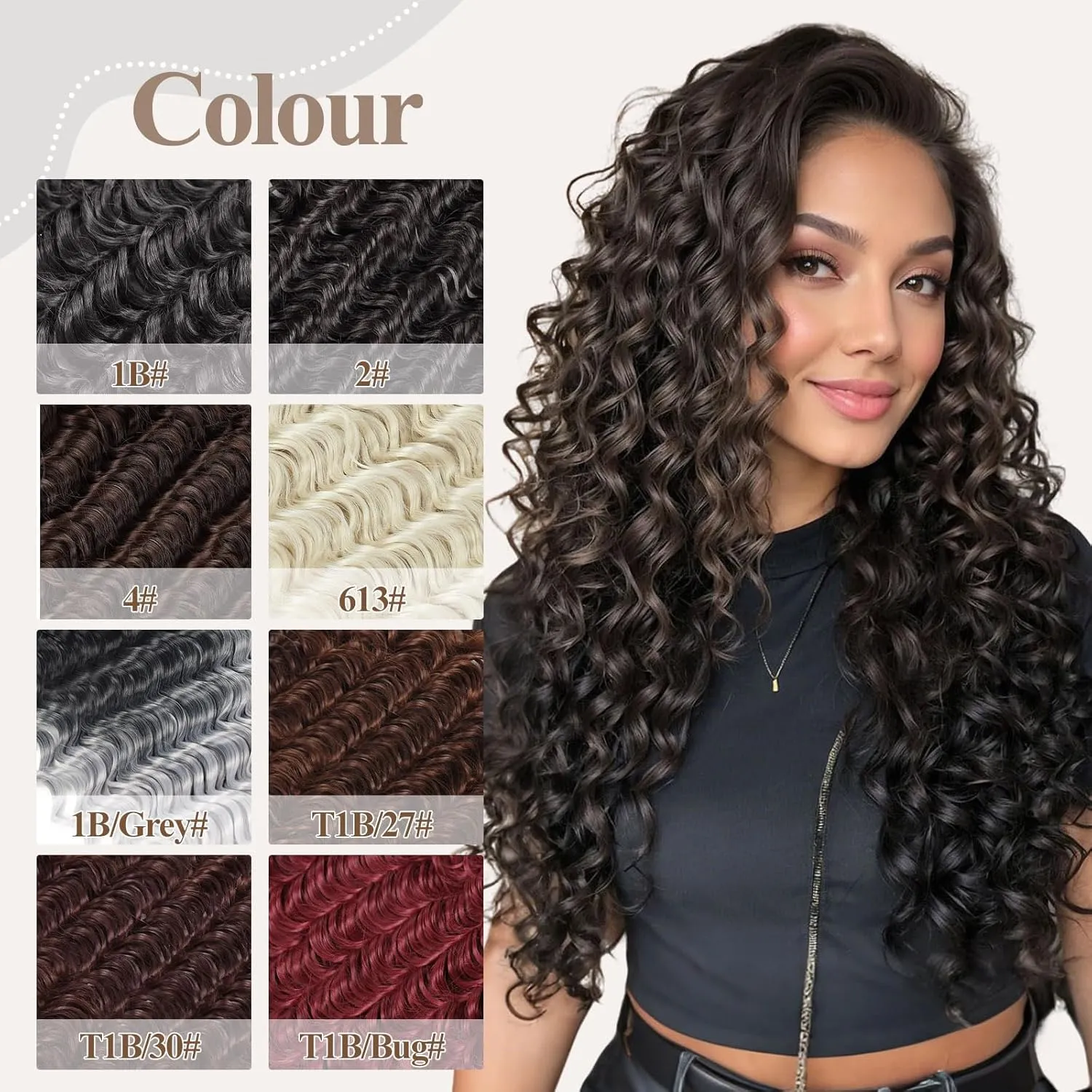 Deep Wave Clip In Hair Extension Human Hair Feeling Double Weft Hairpiece Synthetic For Women Thick Ombre Hair Extension Clips Natural Looking 24 Inch(P1B/27)