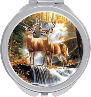 Deer Wild Animal Forests Compact Makeup Mirror Mini Foldable Cosmetic Mirror Portable Travel Mirror for Purse Pocket