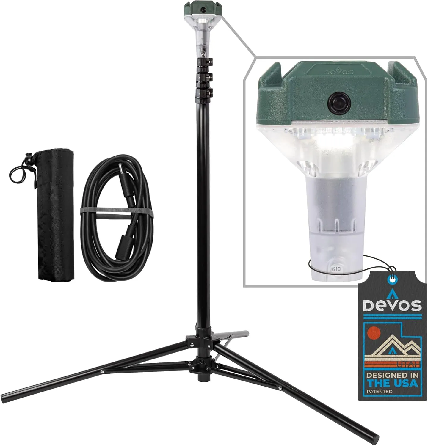 Devos Outdoor LightRanger 800 Lumen Lantern - Rechargeable Telescoping LED Lantern, 30-Hour Runtime, Illuminates 40-Foot Area, Adjustable Height