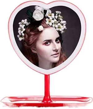 DHAEY Disassembly Makeup Mirror, Vanity Mirror Dimmable LED Lights with Wide-Angle t-Button Screen and Countertop Adjustable 180 Degree