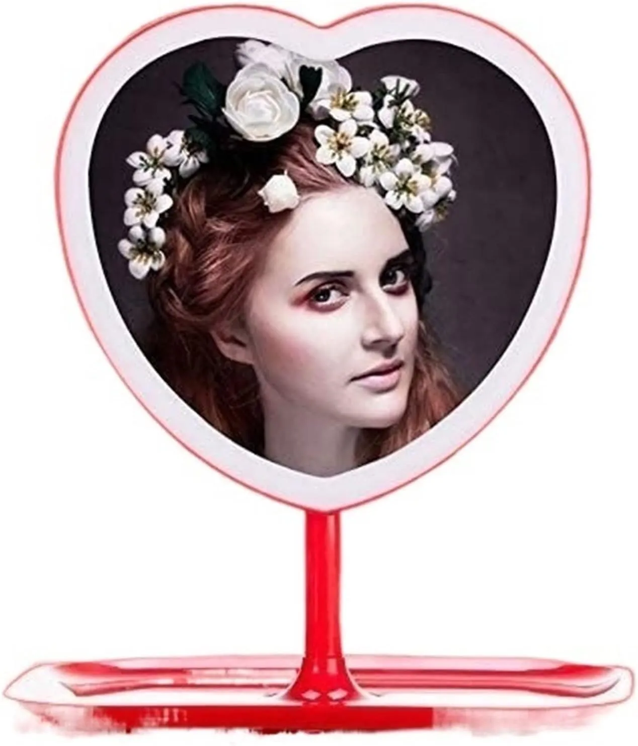 DHAEY Disassembly Makeup Mirror, Vanity Mirror Dimmable LED Lights with Wide-Angle t-Button Screen and Countertop Adjustable 180 Degree