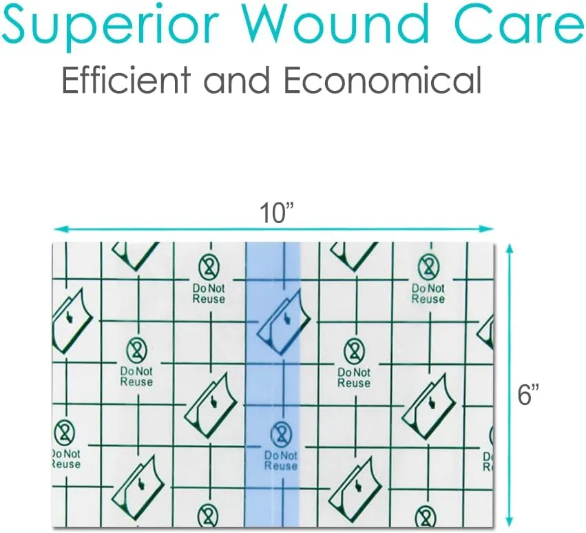 Dialysis Catheter Shower Cover | 6x10 Inch Shower Protector for Central Line Wound Dressing Large Waterproof Bandages Chemo Port Chest Catheter Covers for Showering (Pack of 50)