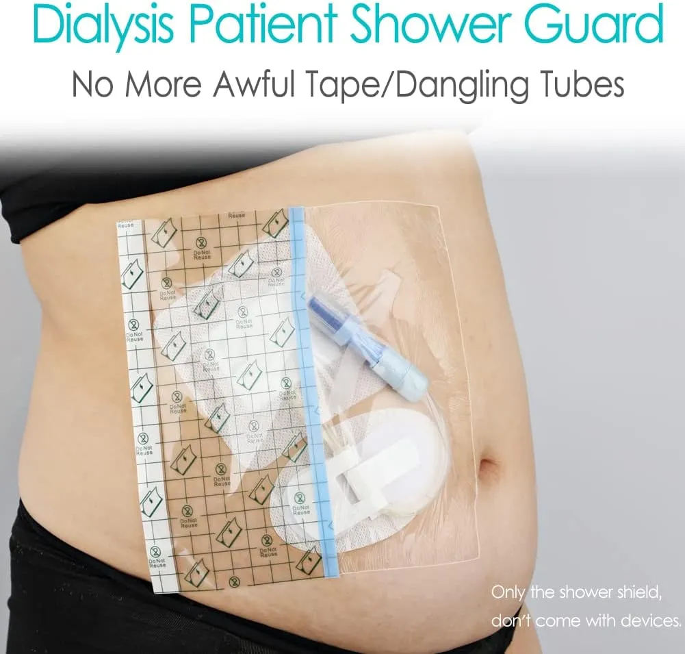 Dialysis Catheter Shower Cover | 6x10 Inch Shower Protector for Central Line Wound Dressing Large Waterproof Bandages Chemo Port Chest Catheter Covers for Showering (Pack of 50)