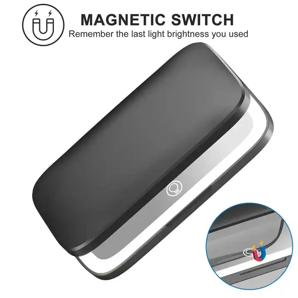 Dimmable LED Lighted Travel Makeup Mirror: 1X/5X Magnification