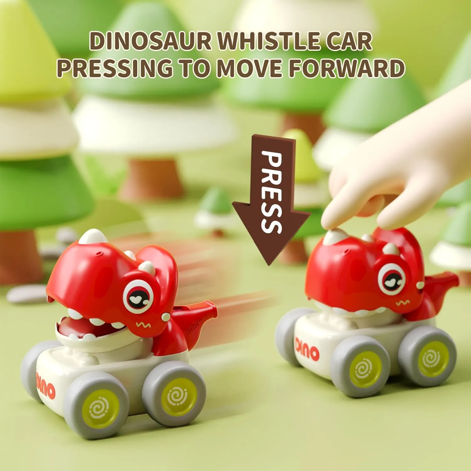 Dinosaur Car Toys for Toddlers 1-3, Press and Go Racing Cars Set, Baby Toys 18 Months, Whistle Vehicles for 1 Year Old Boys Girls, Baby Christmas Birthday Gifts