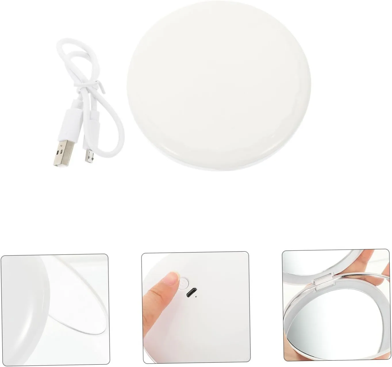 DOITOOL 3sets Rechargeable Led Makeup Mirror Compact Handheld Mirror High-Definition Reflection Portable Lighted Design for Travel and Daily Use for Makeup Application and