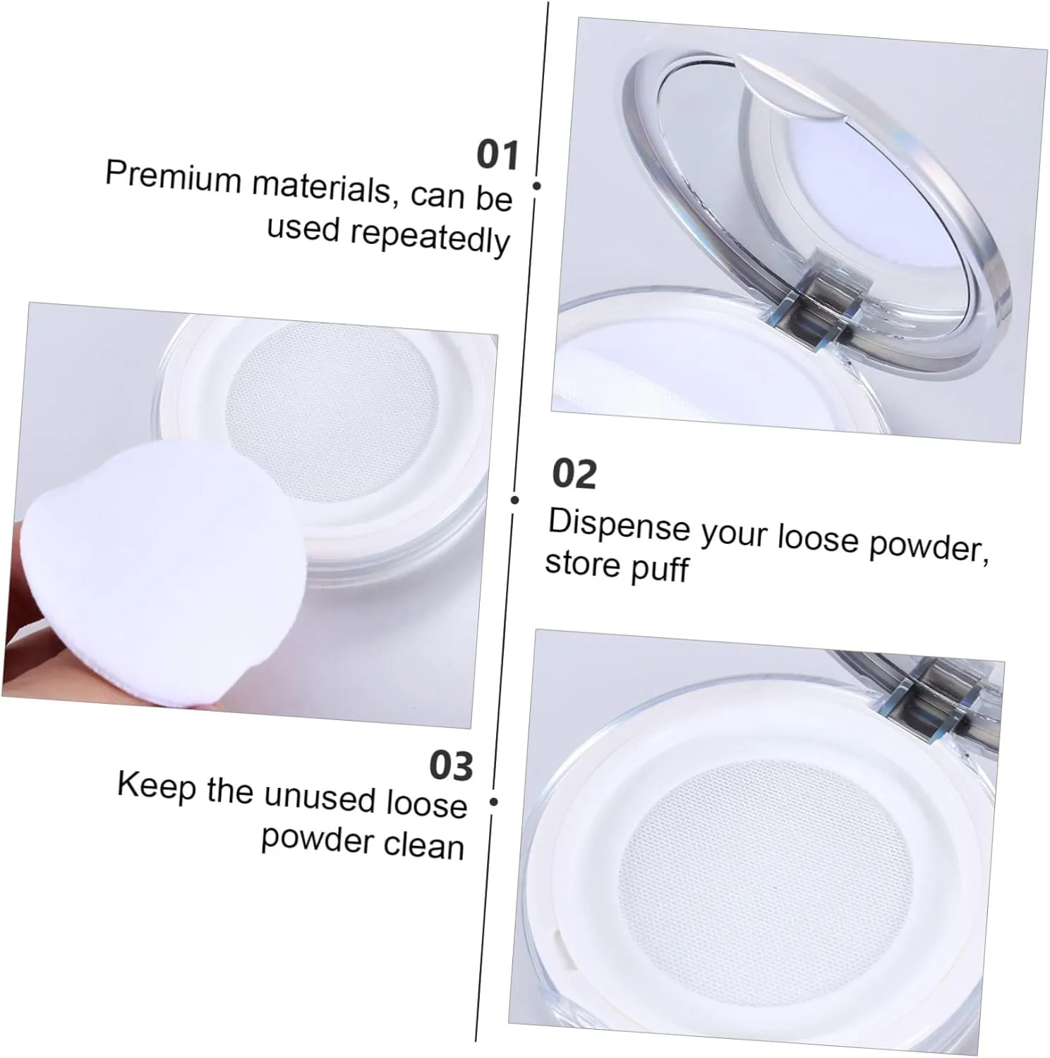 DOITOOL Body Mirrors 4 Pcs Loose Powder Box 5g Powder Case Empty Box Cosmetic Travel Portable Mirror