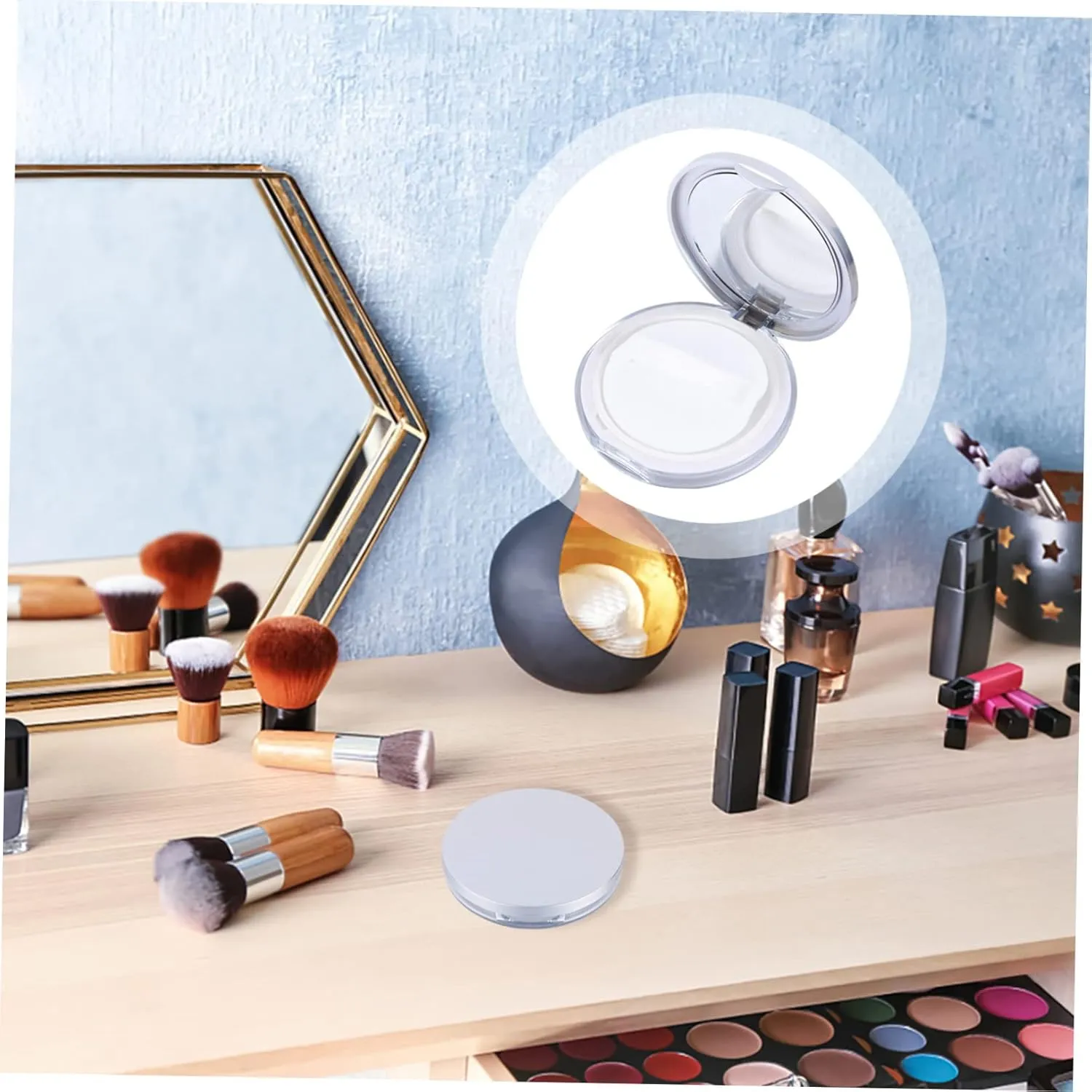 DOITOOL Body Mirrors 4 Pcs Loose Powder Box 5g Powder Case Empty Box Cosmetic Travel Portable Mirror