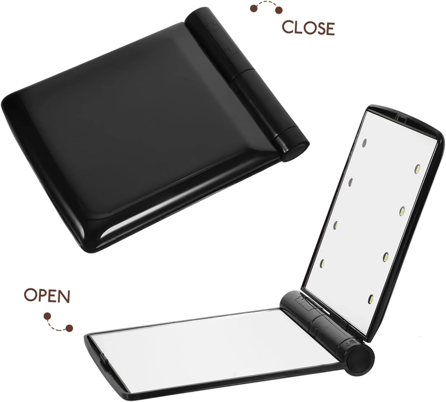 DOITOOL Foldable Led Makeup Mirror Dual-sided Handheld Design Compact Portable for Travel Daily Use Sturdy Protective Shell Light for Enhanced Makeup Application