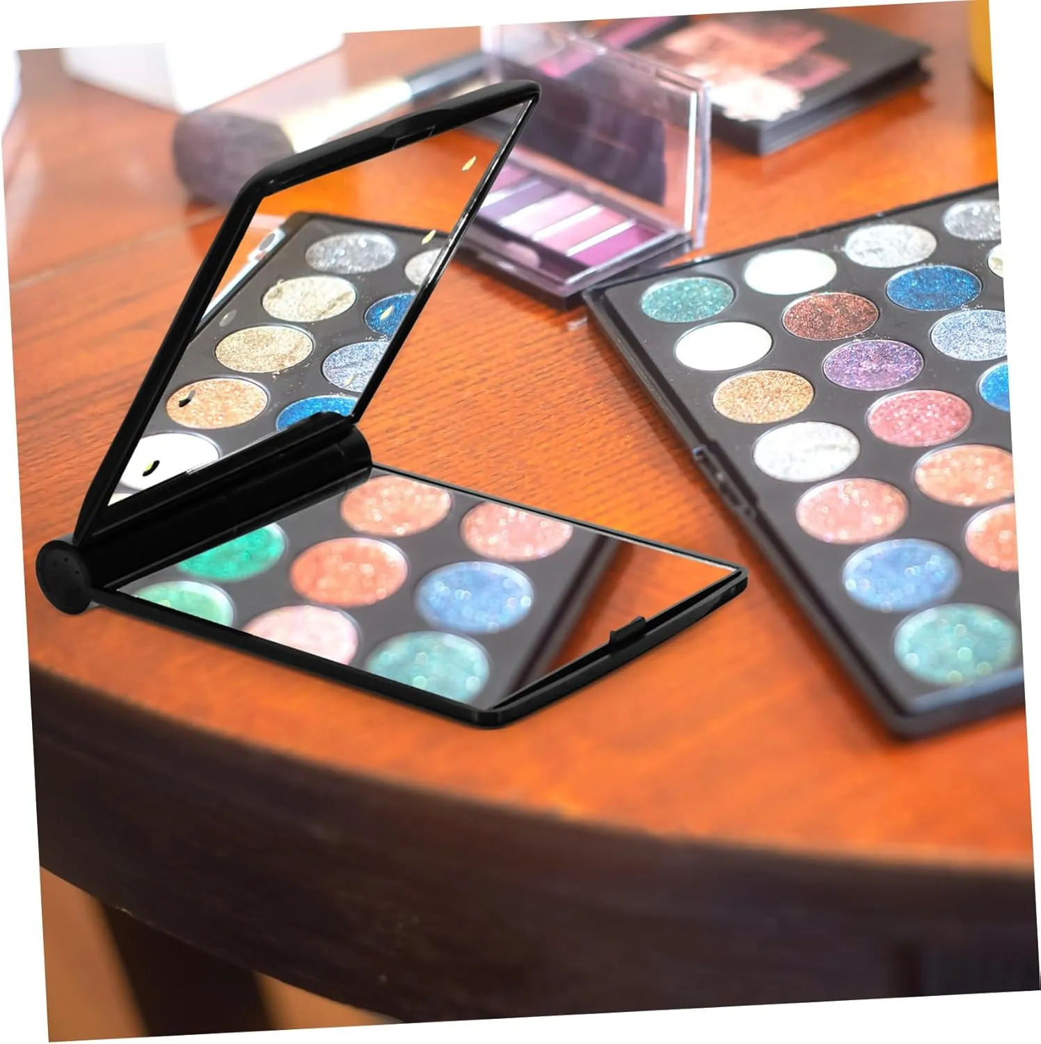 DOITOOL Foldable Led Makeup Mirror Dual-sided Handheld Design Compact Portable for Travel Daily Use Sturdy Protective Shell Light for Enhanced Makeup Application