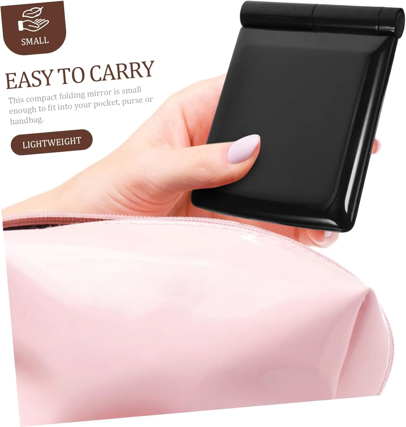 DOITOOL Foldable Led Makeup Mirror Dual-sided Handheld Design Compact Portable for Travel Daily Use Sturdy Protective Shell Light for Enhanced Makeup Application