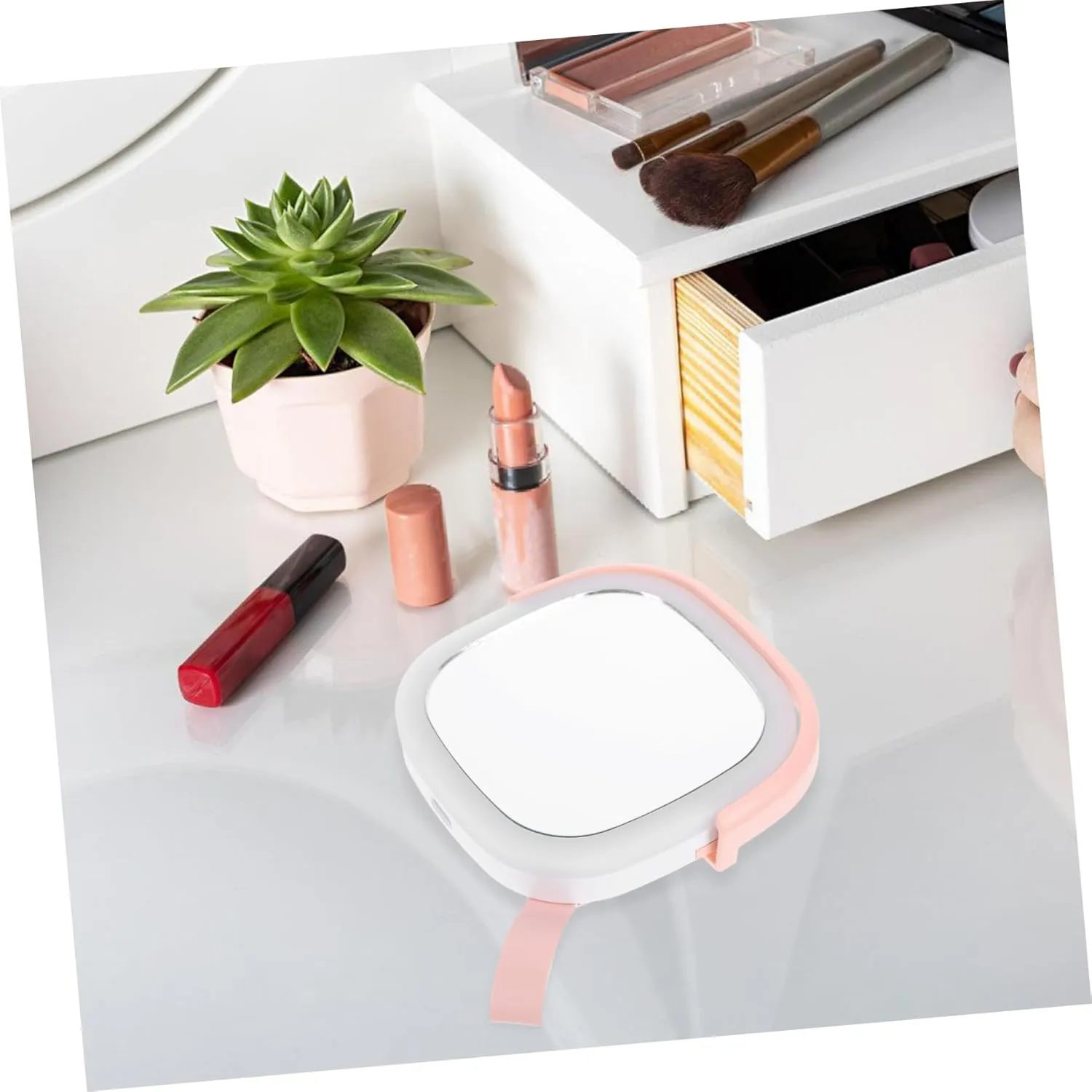 DOITOOL Travel-Friendly LED Makeup Mirror Light Compact Rechargeable Foldable Handheld USB Charging for Vanities