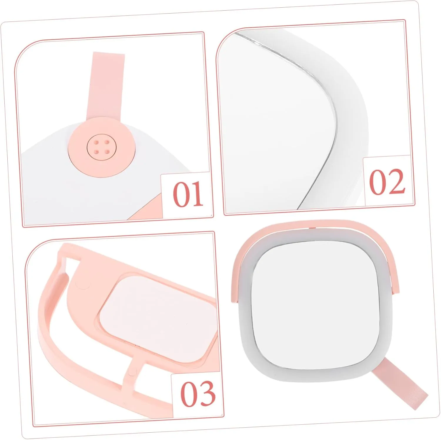 DOITOOL Travel-Friendly LED Makeup Mirror Light Compact Rechargeable Foldable Handheld USB Charging for Vanities