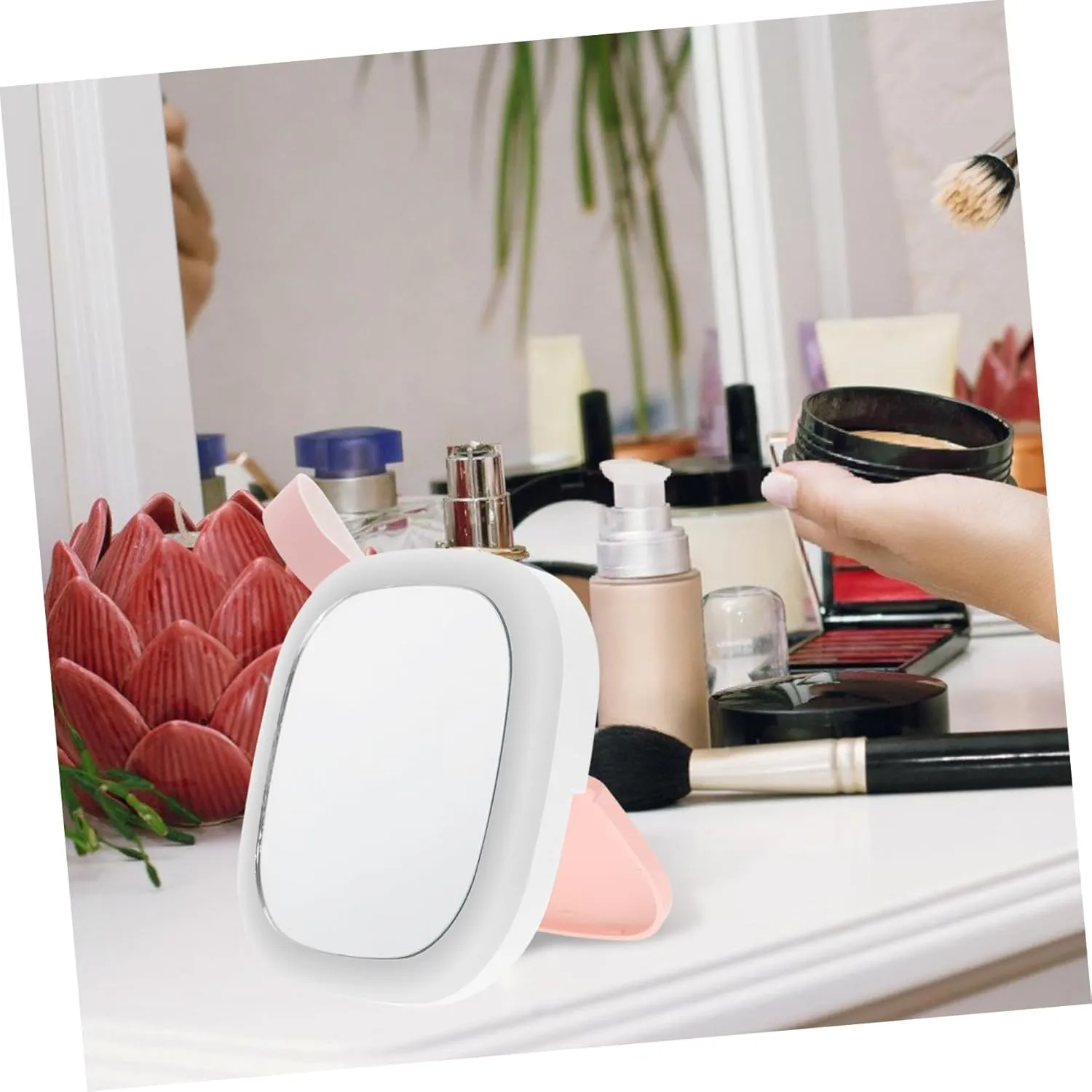 DOITOOL Travel-Friendly LED Makeup Mirror Light Compact Rechargeable Foldable Handheld USB Charging for Vanities