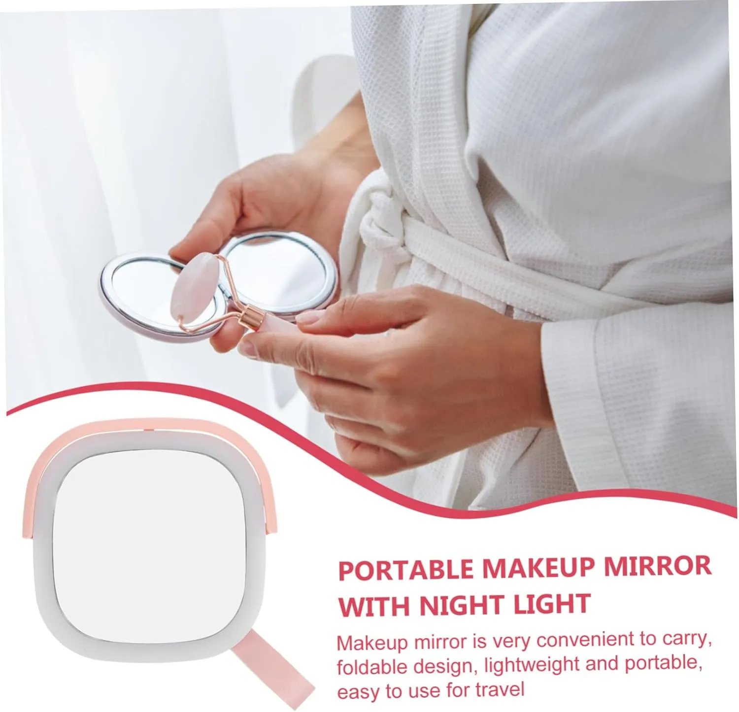 DOITOOL Travel-Friendly LED Makeup Mirror Light Compact Rechargeable Foldable Handheld USB Charging for Vanities