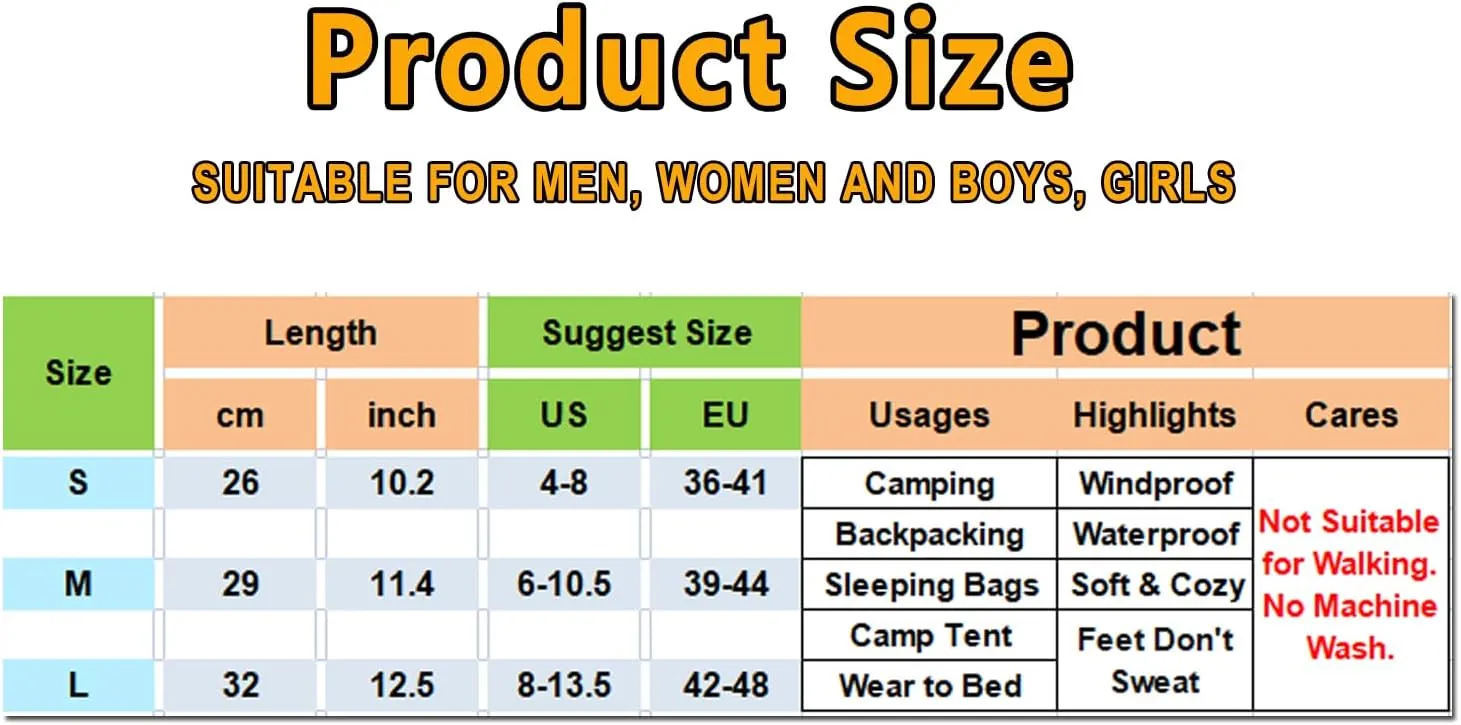 Down Booties Warm Socks Ultralight Sleeping Sock for Camping, Backpacking - Camp Sleeping Bag Tent Down Foot Warmer for Men & Women